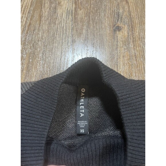 Athleta Jacquard Crew Sweater XS Camo Black And Brown Merino Wool Blend - Picture 4 of 8